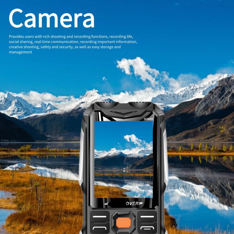 H3000 Elder Rugged Phone, 4000mAh Battery, 2.8 inch, 21 Keys, Network: 2G, LED Flashlight, FM, Dual SIM, EU Plug