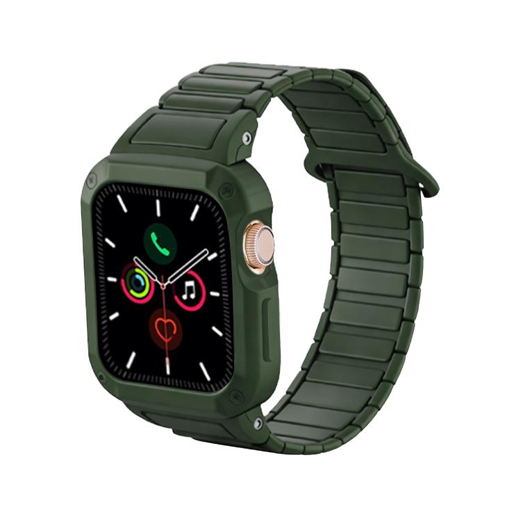 Reverse Buckle Magnetic Integrated TPU Cover Silicone Watch Band, For Apple Watch 45mm / 44mm, For Apple Watch 41mm / 40mm