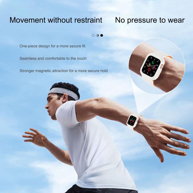 Reverse Buckle Magnetic Integrated TPU Cover Silicone Watch Band, For Apple Watch 45mm / 44mm, For Apple Watch 41mm / 40mm
