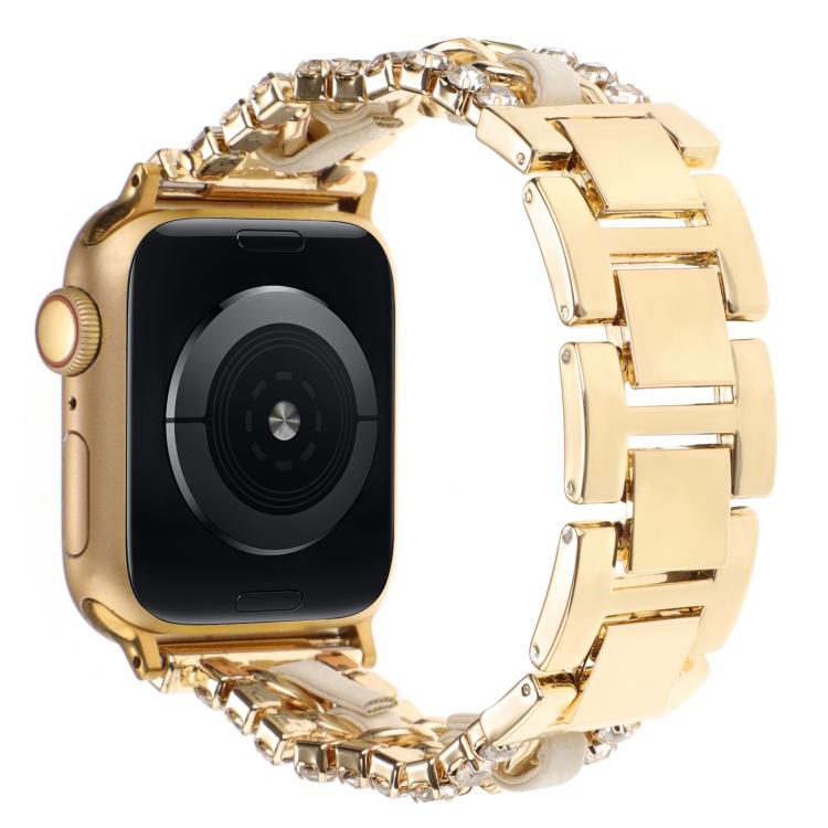 Diamond Vegan Leather Metal Watch Band, For Apple Watch 46mm / 49mm / 45mm / 44mm, For Apple Watch 42mm / 41mm / 40mm / 38mm