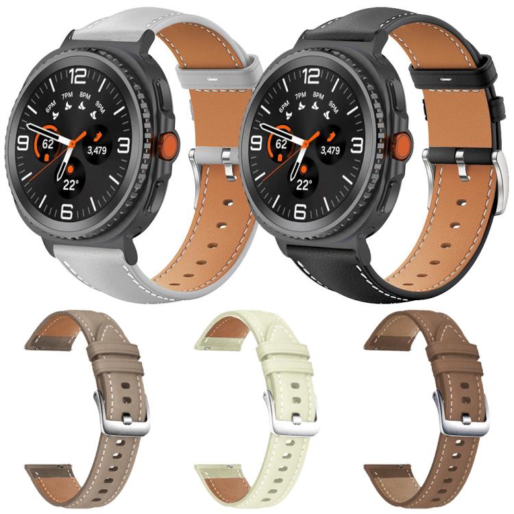 5 Pack xDfind Flat Head Black Shark Fine Grain Vegan Leather Watch Band, For Samsung Galaxy Watch8 / Watch8 Classic