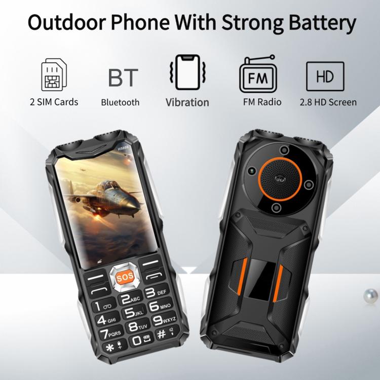 H5000 Elder Rugged Phone, 4000mAh Battery, 2.8 inch, 21 Keys, Network: 2G, LED Flashlight, FM, Dual SIM, EU Plug