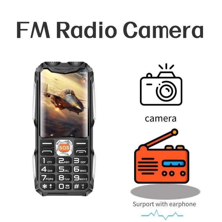 H5000 Elder Rugged Phone, 4000mAh Battery, 2.8 inch, 21 Keys, Network: 2G, LED Flashlight, FM, Dual SIM, EU Plug