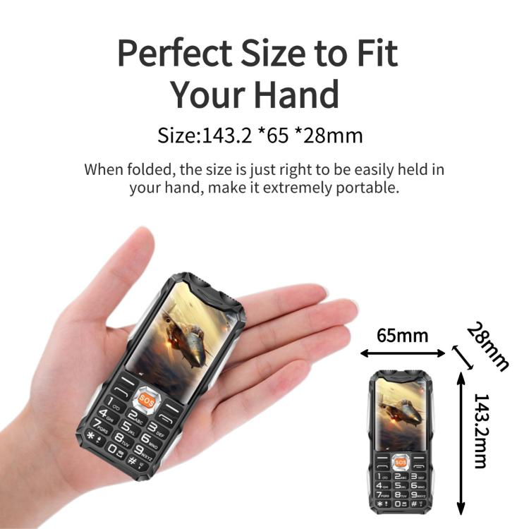 H5000 Elder Rugged Phone, 4000mAh Battery, 2.8 inch, 21 Keys, Network: 2G, LED Flashlight, FM, Dual SIM, EU Plug