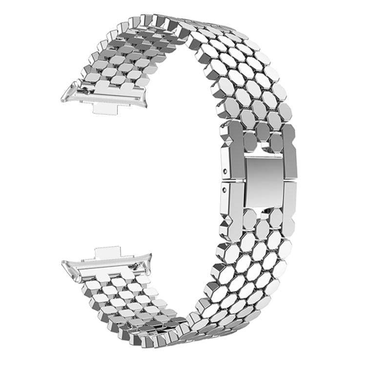 Fish Scale Texture Metal Stainless Steel Watch Band, For Redmi Watch6/5/4/Xiaomi Band 9 Pro/8 Pro