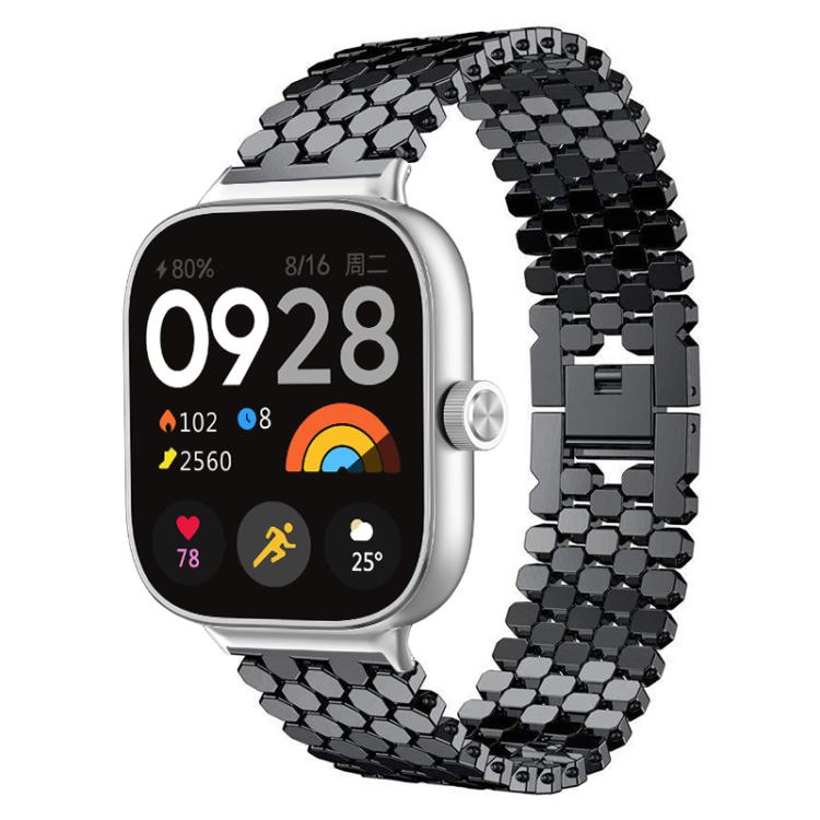 Fish Scale Texture Metal Stainless Steel Watch Band, For Redmi Watch6/5/4/Xiaomi Band 9 Pro/8 Pro