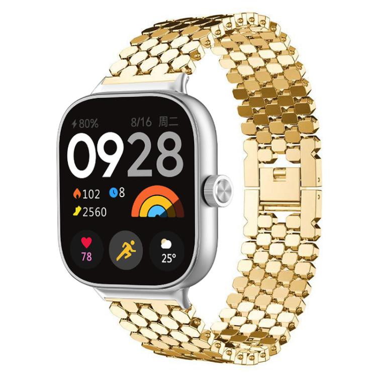Fish Scale Texture Metal Stainless Steel Watch Band, For Redmi Watch6/5/4/Xiaomi Band 9 Pro/8 Pro
