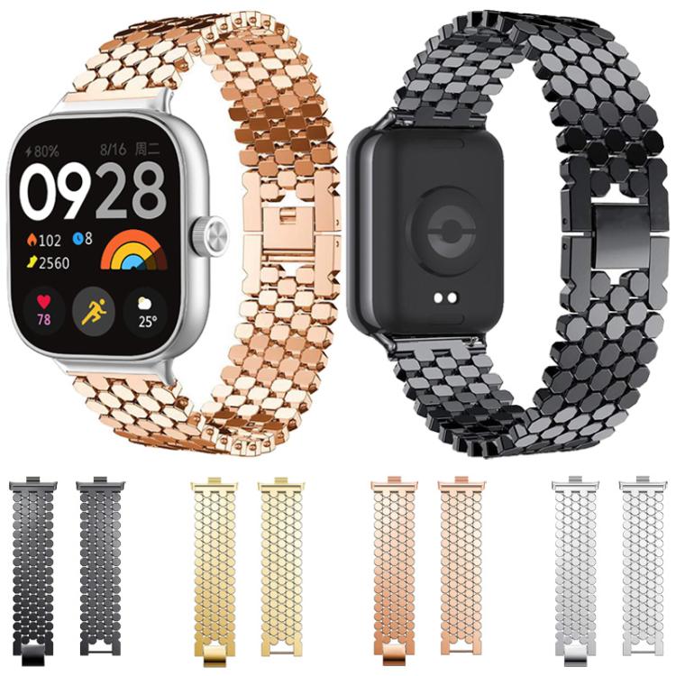 Fish Scale Texture Metal Stainless Steel Watch Band, For Redmi Watch6/5/4/Xiaomi Band 9 Pro/8 Pro