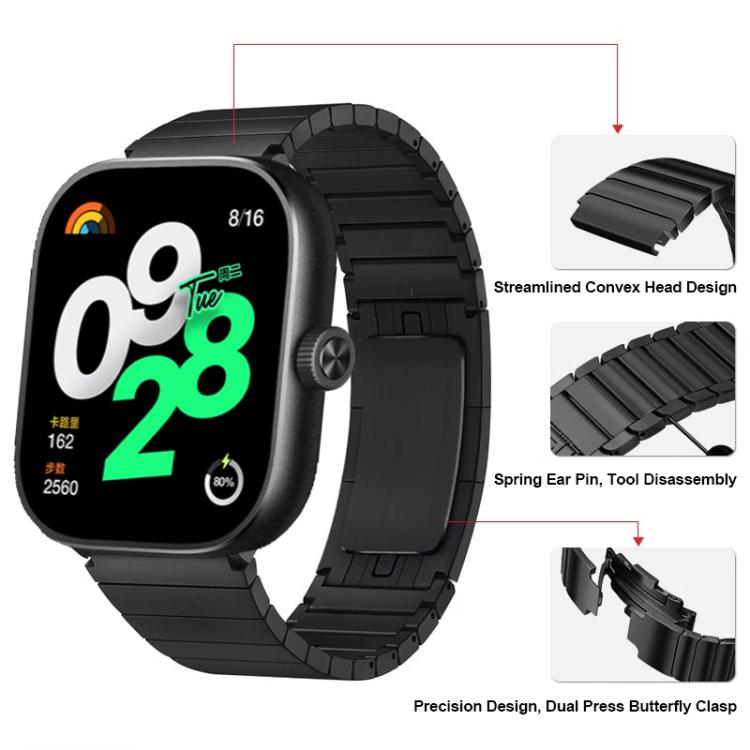 One Beads Dual-Press Butterfly Buckle Titanium Alloy Watch Band, For Xiaomi Band 10 Pro / Redmi Watch 6 / 5
