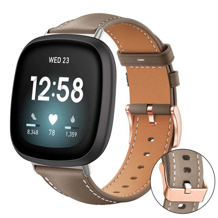 xDfind Rose Gold Buckle Black Shark Fine Grain Vegan Leather Watch Band, For Fitbit Charge 6 / 5, For Fitbit Versa 4 / 3 / Sense2 / 1, For Fitbit Charge 4 / 3