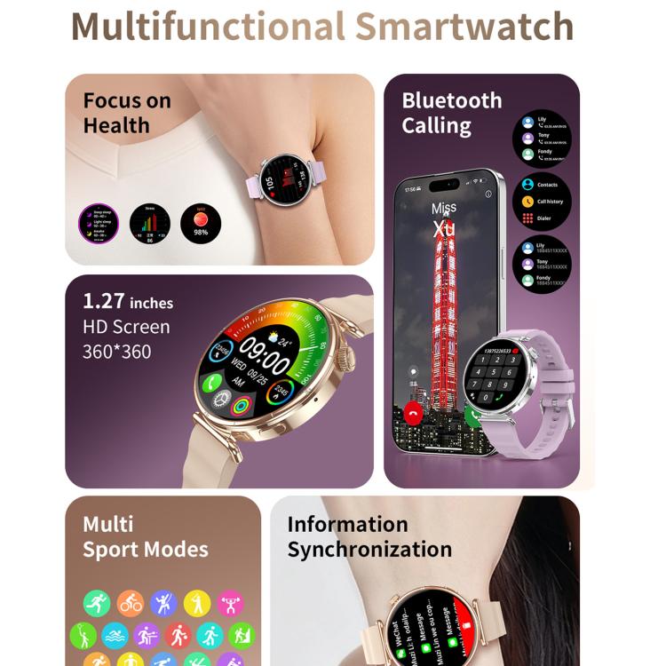 CY37 1.27 inch HD Screen Sports Smart Watch Supports Bluetooth Call / Heart Rate / Pressure / Sleep Monitoring, Pink, Black, Purple