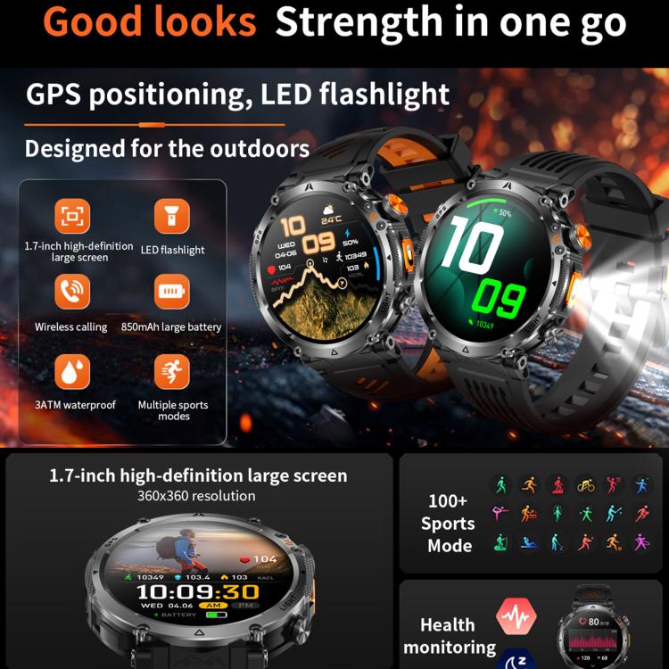 HT42 1.7 inch GPS Sports Smart Watch Supports Bluetooth Call / Heart Rate / Sleep Monitoring