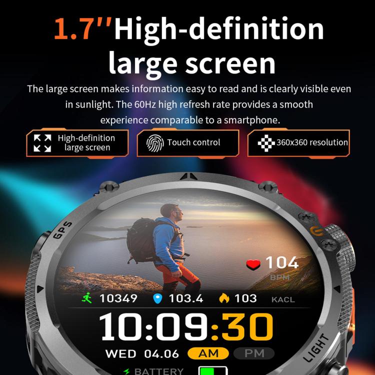 HT42 1.7 inch GPS Sports Smart Watch Supports Bluetooth Call / Heart Rate / Sleep Monitoring