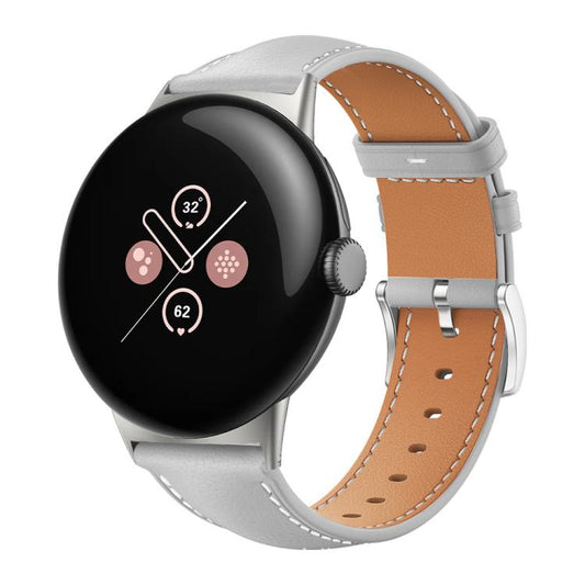 xDfind Flat Head Black Shark Fine Grain Leather Watch Band, For Google Pixel Watch 4 / 3 45mm, For Google Pixel Watch 4 / 3 / 2 / 1 41mm