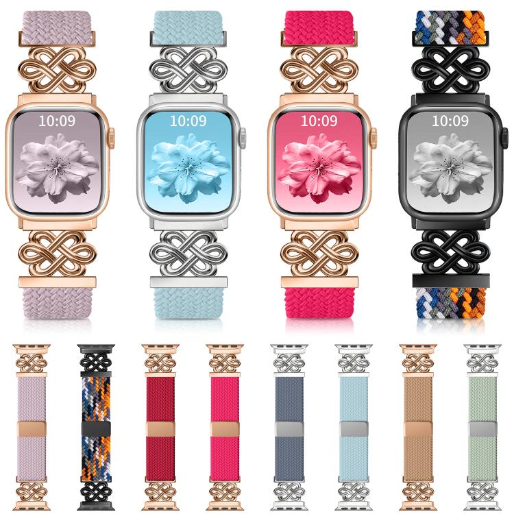 xDfind Chinese Knot Nylon Rainbow Braided Magnetic Buckle Watch Band, For Apple Watch 42 / 44 / 45 / 46 / 49mm, For Apple Watch 38 / 40 / 41 / S11 42mm