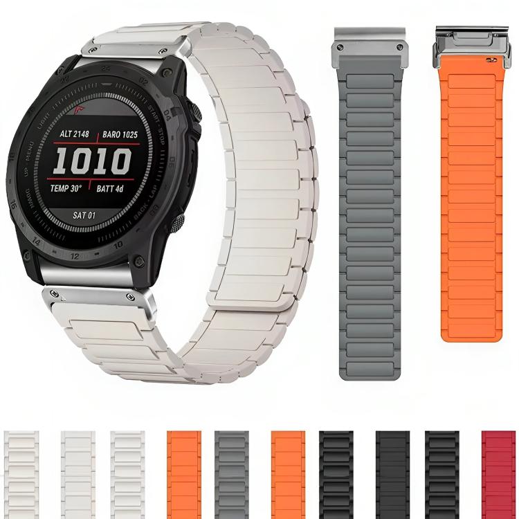 Three Beads Magnetic Silicone Watch Band, For Garmin 26mm, For Garmin 22mm, For Garmin 20mm