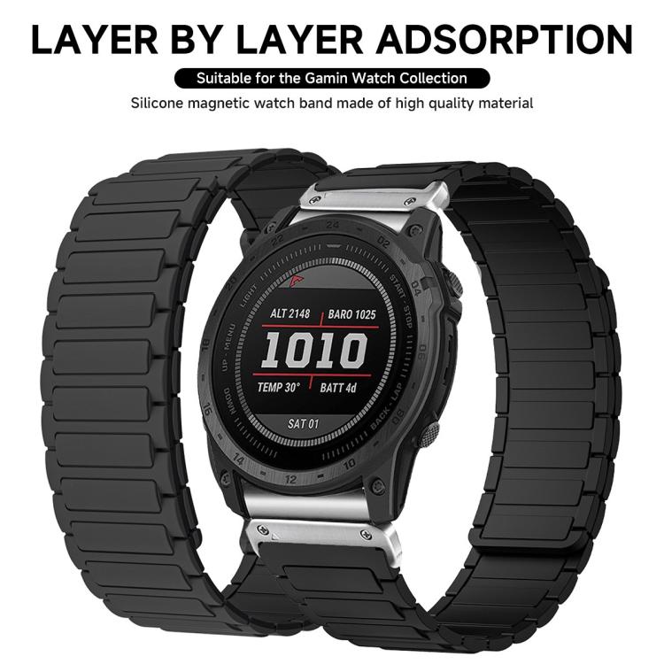 Three Beads Magnetic Silicone Watch Band, For Garmin 26mm, For Garmin 22mm, For Garmin 20mm