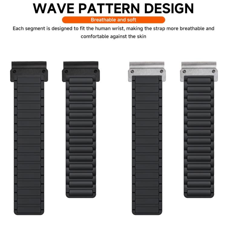 Three Beads Magnetic Silicone Watch Band, For Garmin 26mm, For Garmin 22mm, For Garmin 20mm