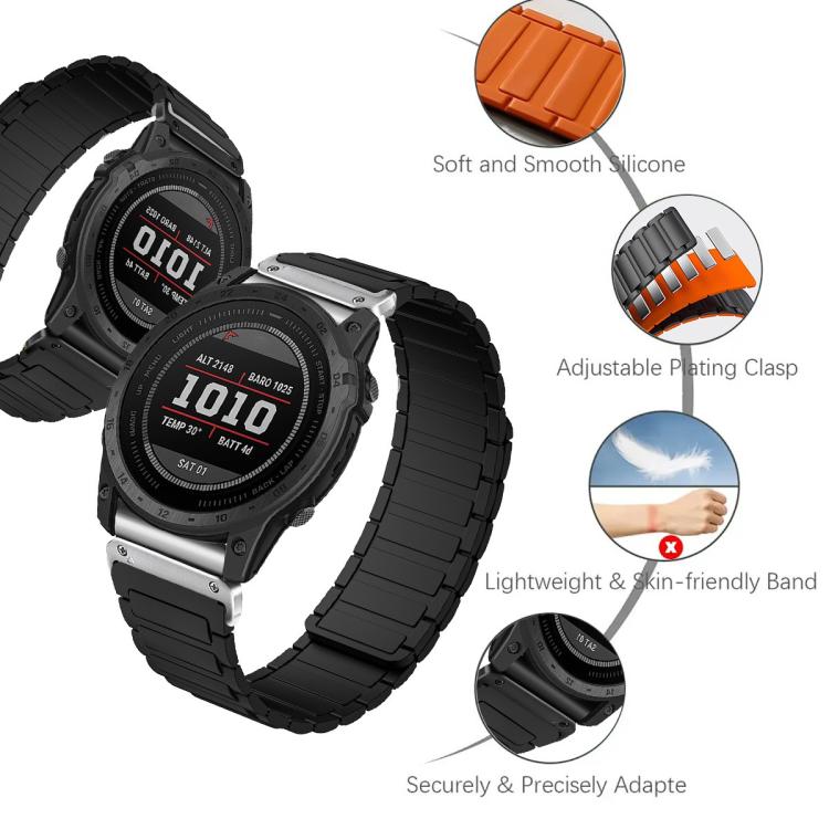 Three Beads Magnetic Silicone Watch Band, For Garmin 26mm, For Garmin 22mm, For Garmin 20mm