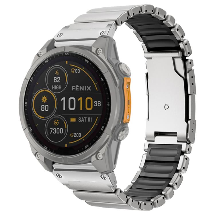 Turtle Buckle Dual Color Titanium Metal Silicone Watch Band, For Garmin 26mm