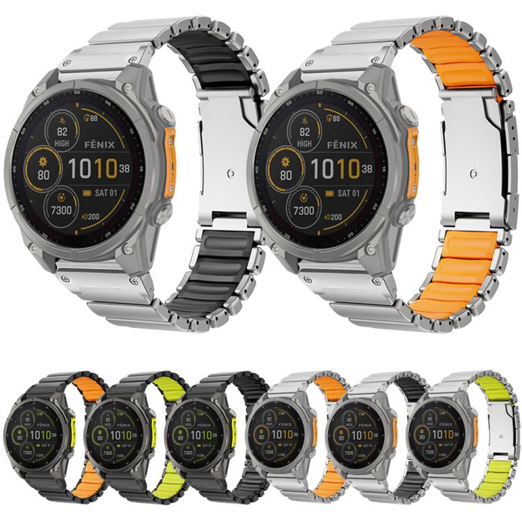 Turtle Buckle Dual Color Titanium Metal Silicone Watch Band, For Garmin 26mm