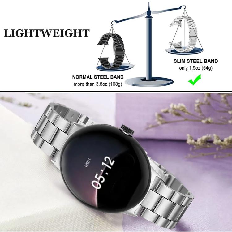 Slim Three Beads Stainless Steel Watch Band, For Google Pixel Watch 4 / 3 / 2 / 1 41mm
