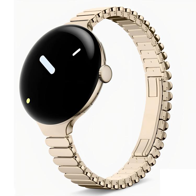 Slim Oval One Bead Butterfly Buckle Stainless Steel Watch Band, For Google Pixel Watch 4 / 3 / 2 / 1 41mm