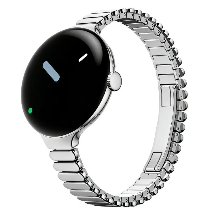 Slim Oval One Bead Butterfly Buckle Stainless Steel Watch Band, For Google Pixel Watch 4 / 3 / 2 / 1 41mm