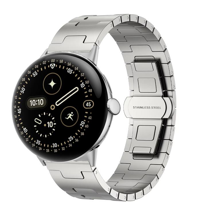 H-Shaped Butterfly Clasp Stainless Steel Watch Band, For Google Pixel Watch 4 / 3 45mm