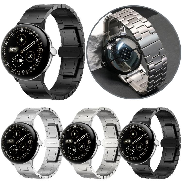 H-Shaped Butterfly Clasp Stainless Steel Watch Band, For Google Pixel Watch 4 / 3 45mm