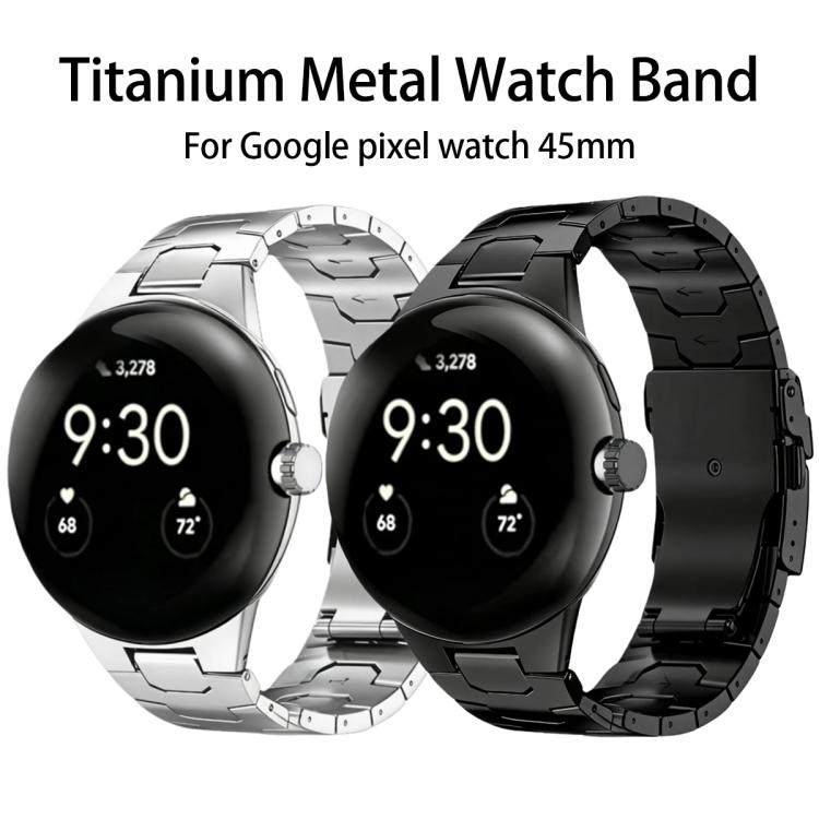 Integrated Iron Man Safety Buckle Titanium Alloy Watch Band, For Google Pixel Watch 4 / 3 45mm