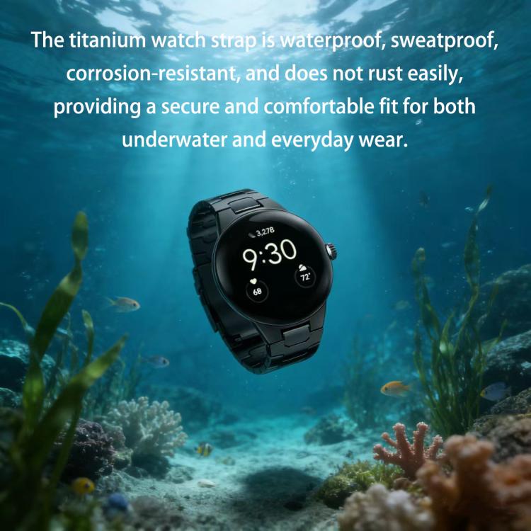 Integrated Iron Man Safety Buckle Titanium Alloy Watch Band, For Google Pixel Watch 4 / 3 45mm