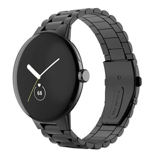 Integrated Three Beads Butterfly Buckle Titanium Alloy Watch Band, For Google Pixel Watch 4 / 3 45mm