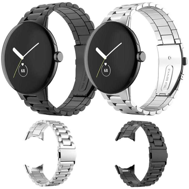 Integrated Three Beads Butterfly Buckle Titanium Alloy Watch Band, For Google Pixel Watch 4 / 3 45mm