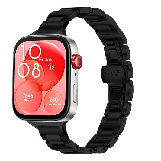 Slim Butterfly Buckle Metal Stainless Steel Watch Band, For Huawei Watch Fit4 / Fit4 Pro / Fit3