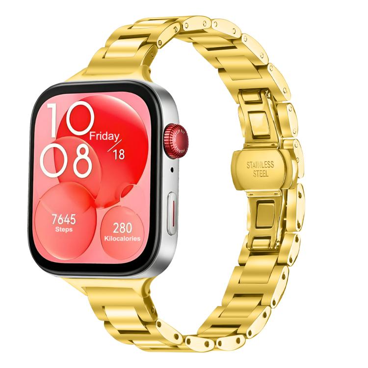 Slim Butterfly Buckle Metal Stainless Steel Watch Band, For Huawei Watch Fit4 / Fit4 Pro / Fit3