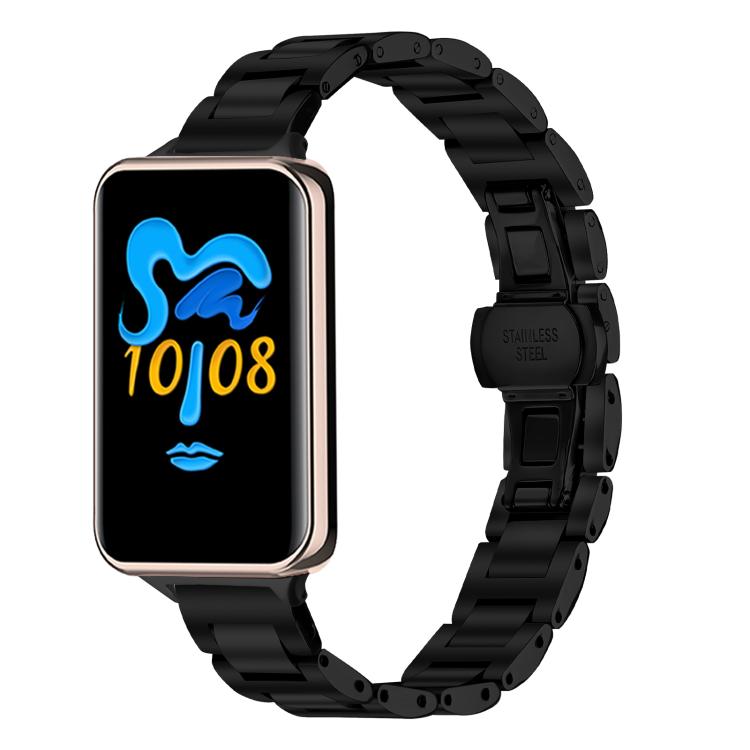 Slim Butterfly Buckle Metal Stainless Steel Watch Band, For Honor Band 10 / 9