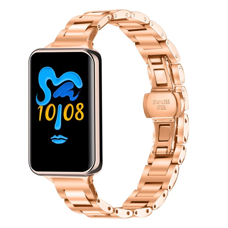 Slim Butterfly Buckle Metal Stainless Steel Watch Band, For Honor Band 10 / 9