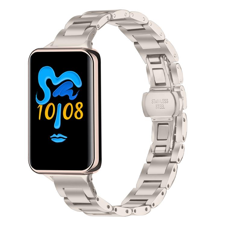 Slim Butterfly Buckle Metal Stainless Steel Watch Band, For Honor Band 10 / 9