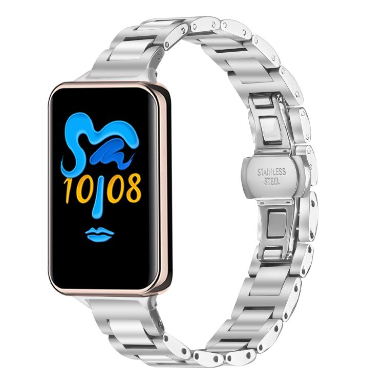 Slim Butterfly Buckle Metal Stainless Steel Watch Band, For Honor Band 10 / 9