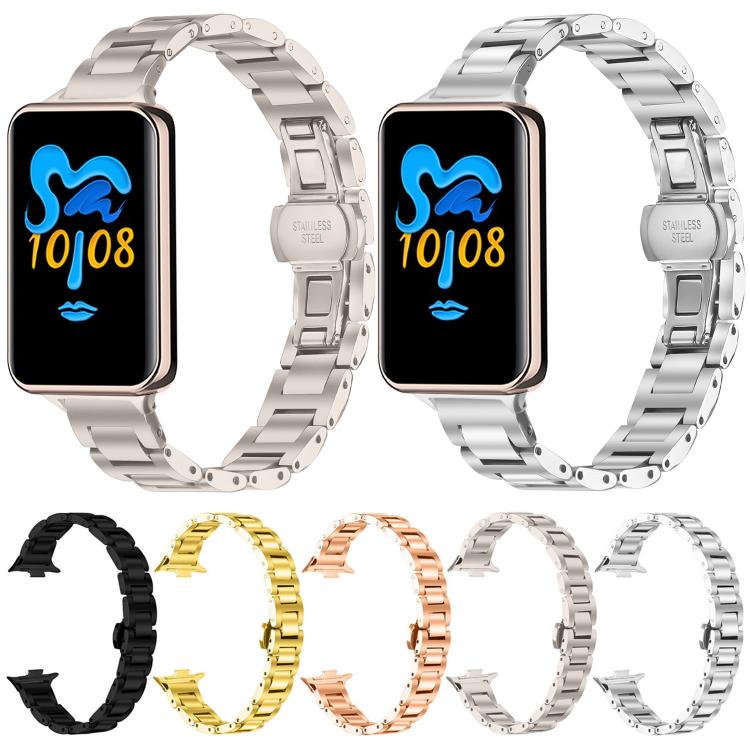 Slim Butterfly Buckle Metal Stainless Steel Watch Band, For Honor Band 10 / 9