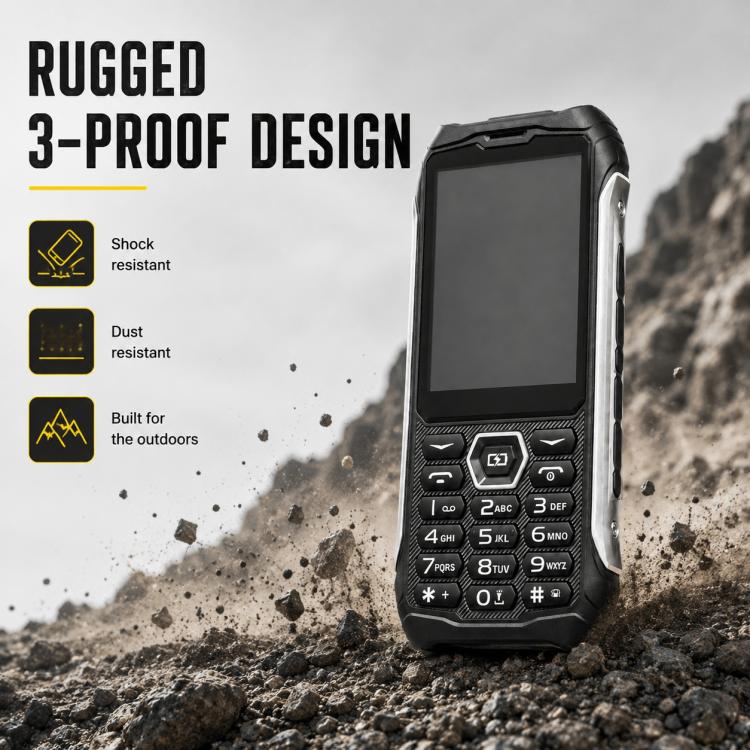 HP336 4G IP68 Rugged Phone, 3.5 inch, 4500mAh Battery, Network: 4G, BT, FM, SOS, Torch, EU Plug, US Plug, UK Plug