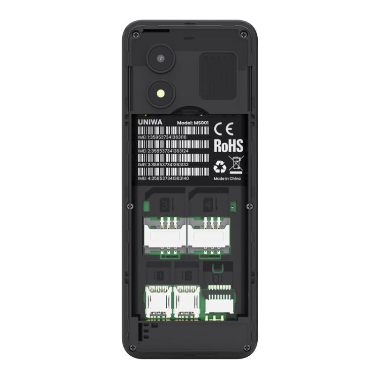 UNIWA MS001 Keypad Phone, 1.77 inch Spreadtrum SC6531CA, Network: 2G, 4 SIM 4 Standby, 21 Keys, EU Plug, US Plug, UK Plug, AU Plug