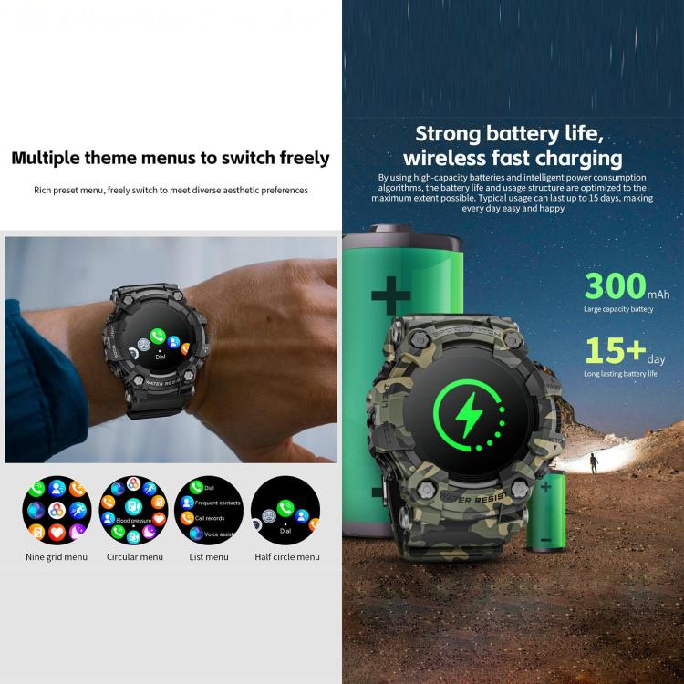 LOKMAT ATTACK T Rugged Smart Watch, 1.32 inch, BT Call, SOS, Pedometer, Sleep Tracking, Heart Rate, Blood Pressure, Blood Oxygen