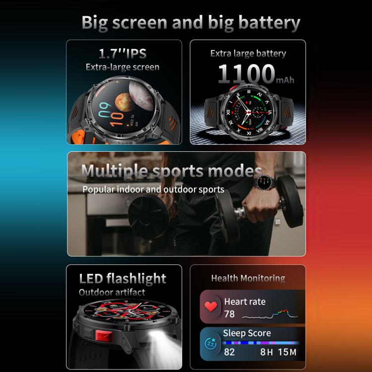 QS10 1.7 inch BT5.2 Sports Smart Watch, Support Sleep / Heart Rate / Blood Pressure Health Monitor