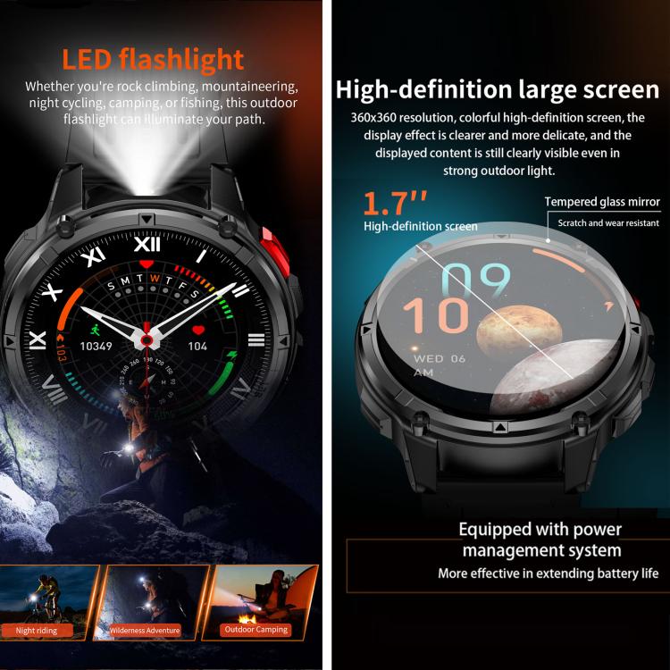 QS10 1.7 inch BT5.2 Sports Smart Watch, Support Sleep / Heart Rate / Blood Pressure Health Monitor