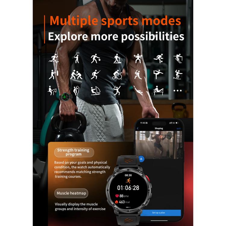QS10 1.7 inch BT5.2 Sports Smart Watch, Support Sleep / Heart Rate / Blood Pressure Health Monitor