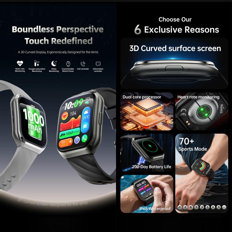 QS66 1.83-inch Smart Watch, Support BT Call, Heart Rate, Blood Oxygen
