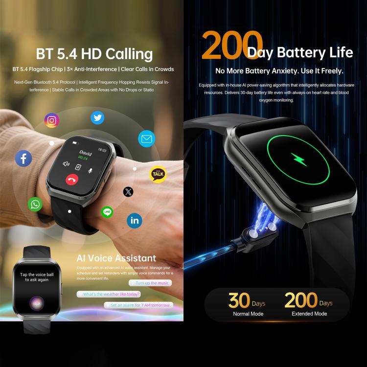 QS66 1.83-inch Smart Watch, Support BT Call, Heart Rate, Blood Oxygen