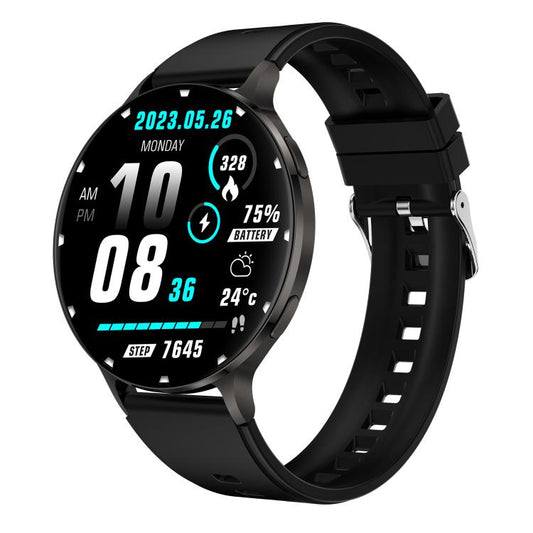 QS07 1.75 inch AMOLED Round Screen Smart Watch, Support Health Monitoring, Black Silicone Strap, Silver Silicone Strap, Gold Silicone Strap, Black Leather Strap, Silver Leather Strap, Gold Leather Strap, Black Bamboo Strap, Silver Bamboo Strap